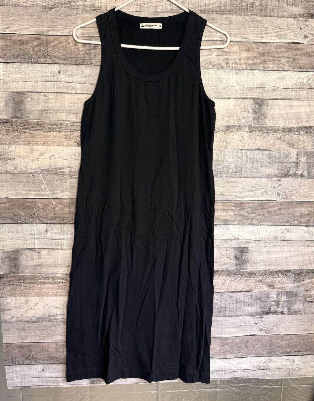 American Giant Women's Premium Tank Tee Midi Dress Black Size Small
